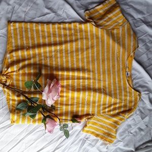 Old Navy Striped Yellow Tie Blouse